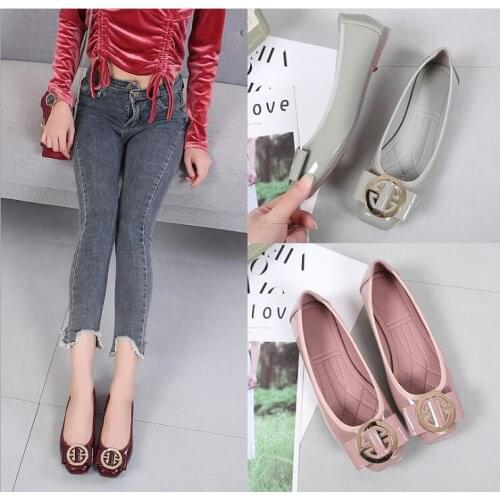 Large size womens shoes 2020 new autumn womens flat shoes shallow mouth square head womens shoes high quality hot sale