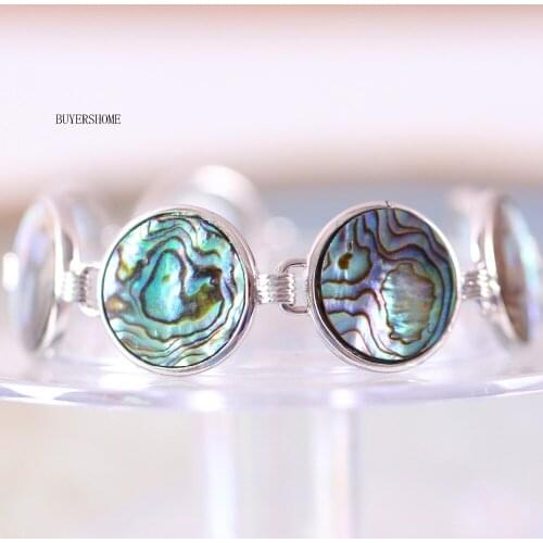 BUYERSHOME Hot Jewelry For Women Natural 18MM Beads Blue New Zealand Abalone Shell Bracelet 7-8.5" 1Pcs H036