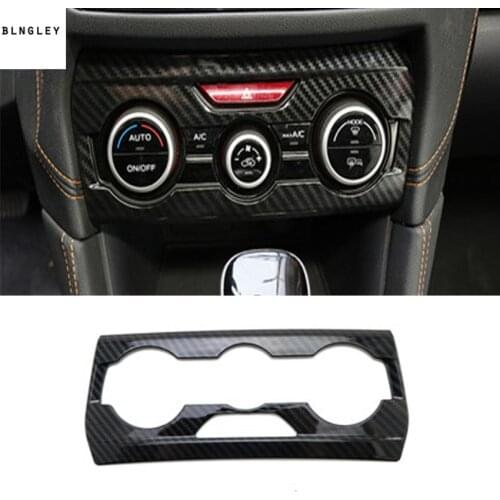 1pc ABS Carbon fiber grain air conditioning control adjustment panel decoration cover for 2018 Subaru XV car accessories