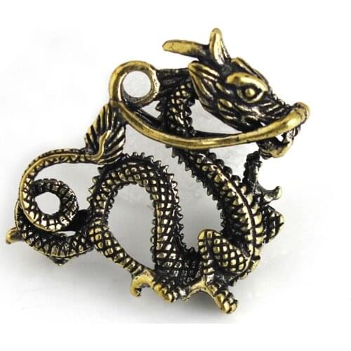 1pcs Retro Brass Dragon Pendants Animals Pendant Necklace Jewelry Leather Craft Bag Purse Leather Belt Decoration Parts