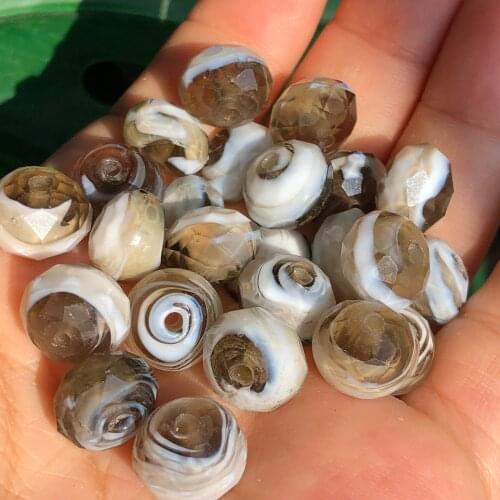 12mm Large Murano Brown White Stripe Lampwork Crystal Glass Faceted Rondelle Beads For Jewelry Making Diy Bracelet Accessories