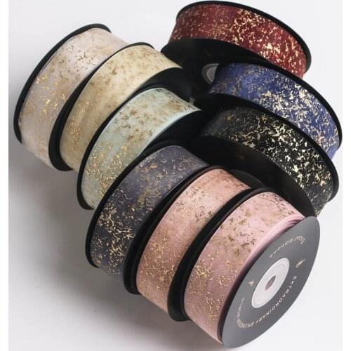 25mm/5Y Bronzing Crack Snow yarn Ribbons Bouquet Cake Hair Bows Gifts Box Packaging Birthday Wedding Event Party Christmas Decor