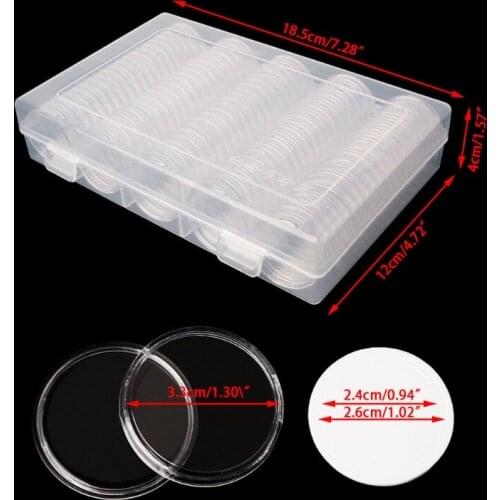 30mm Coin Holder Capsule Storage Box With Two White Pad Rings For 25mm 27mm HX6D