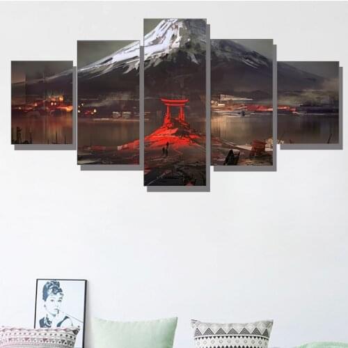 5pcs Mount Fuji Landscape Oil Paintings on Canvas HD Print Wall Art Decorated Pictures Home Decor For Living Room Decoration