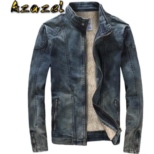 England Style Mens Cotton Denim Jackets Brand Designer Fashion Man Jean Jacket Coats Slim Fit Winter Warm Velvet Jackets C1429