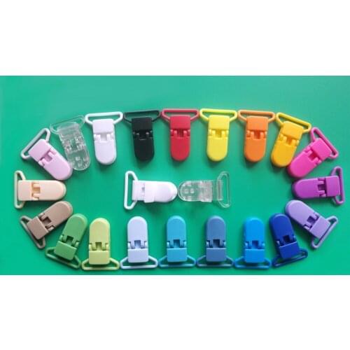 Free Shipping 150pcs Mix 20 Colors 25mm D Shape Kam Plastic Dummy Pacifier Clips Suspender Binder Soother Clip Alligator Clips