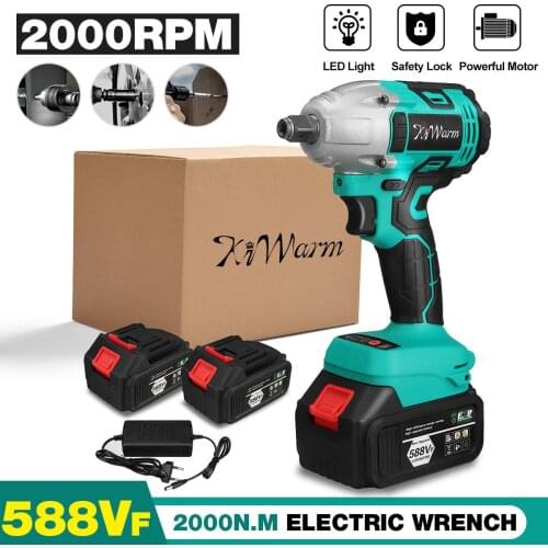 588vf 800N.M Brushless Cordless Electric Impact Wrench Power Tools 2X22800Amh Lithium-Ion Battery Adapt for Makita 18V Battery