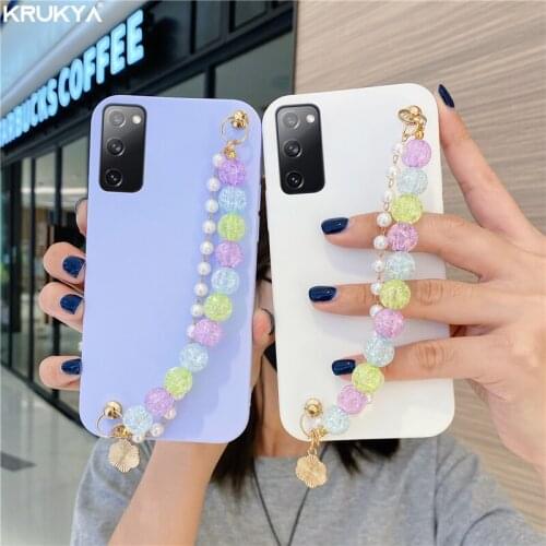 S20FE S20 S 20 FE S21 S20 Ultra Plus Wrist Chain Case For Samsung Galaxy S21 S10 S8 S9 S7 Edge Silicone Soft Back Cover Cases