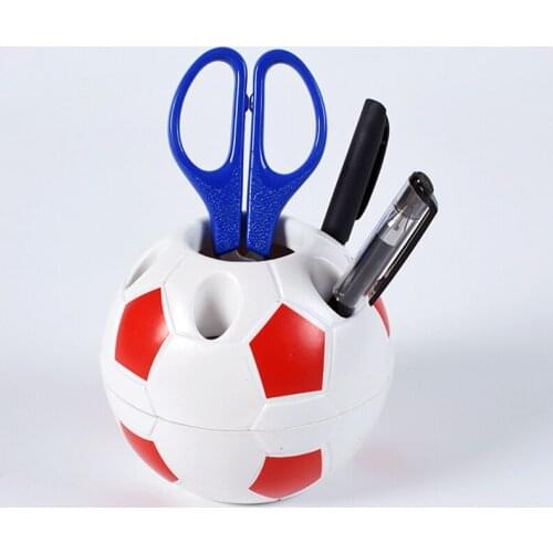Football Ball Shape Pen Pencil Holder Soccer Ball Makeup Brush Holders Student Supplies Football Sports Gift Desktop Decoration