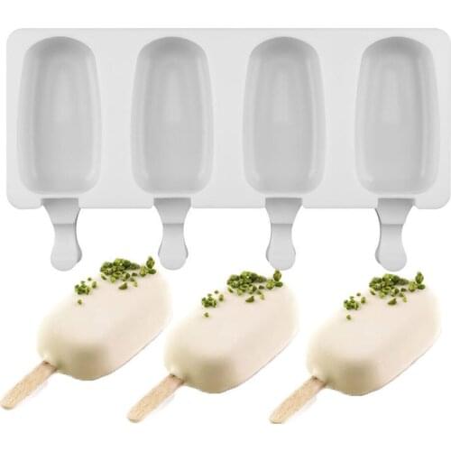 Homemade Food Grade Silicone Ice Cream Molds 2 Size Ice lolly Moulds Freezer Ice cream bar Molds Maker With Popsicle Sticks