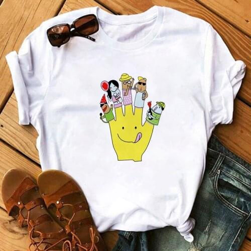 Harajuku Graphics T shirt Women Summer Fun palm Print tshirt Casual Female T shirt For Lady Short Sleeve Tee Woman Tops Clothing