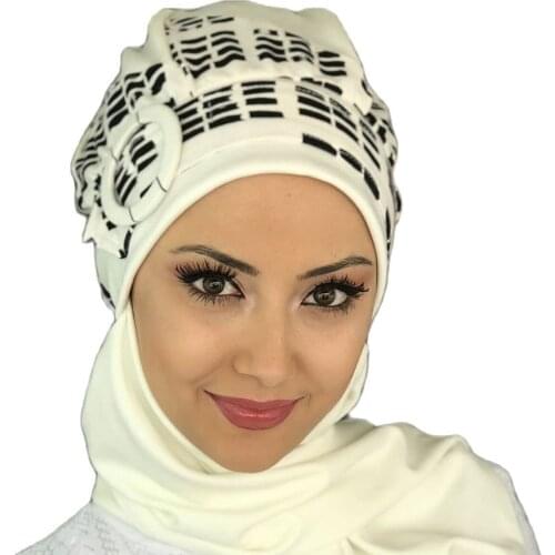 Islamic Fashion Muslim Women Hijab 2021 Trend Scarf Buckle Ready Sal Black Shape Pattern White Horsehair Beret