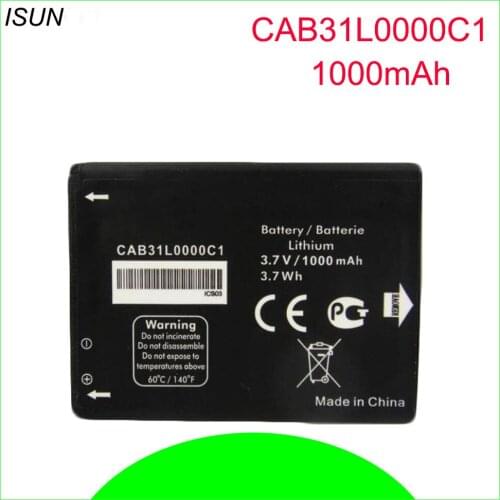 ISUNOO 10pcs/lot Replacement CAB31L0000C1 CAB31L0000C2 Battery for Alcatel i808 / TCL T66 A890 phone Batteries 1000mAh