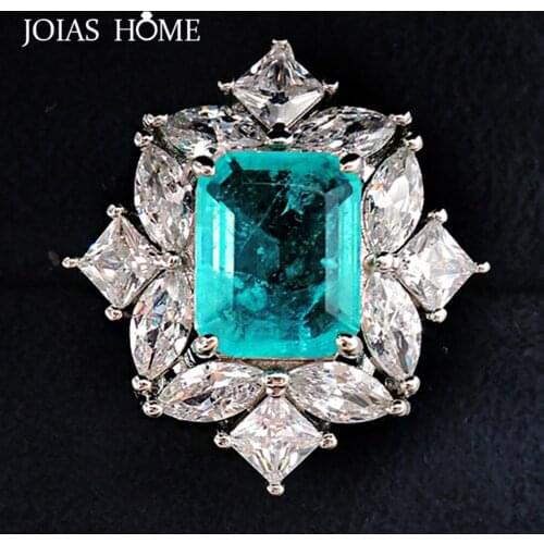 JoiasHome 100% 925 Silver Rings for Women Wedding Gift Retro Style with Sapphire Geometric Gemstone S925 Fine Jeweley Wholesale