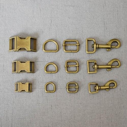 1 Set 15mm 20mm 25mm Bronze Swivel Lobster Clasp Straps Loop Slider D Ring Snap Hook For Pet Dog Collar Leashes Accessory