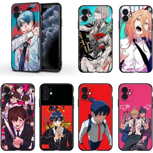 Power Chainsaw Man For Apple iPhone 13 12 11 Mini XS XR X Pro MAX SE 2020 8 7 6 5 5S Plus Black Silicone Phone Case