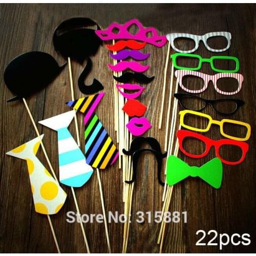 Photo Booth Prop Set - 22 pieces on a stick - Birthdays, Weddings, Parties - Great Photobooth Props