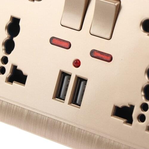 Wall Power Socket Universal 5 Hole 2.1A Dual USB Charger Port Socket