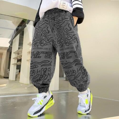 New 2021 Kids Fashion Gray Jeans Long Trousers Pants Boys Classic Denim Pants Teen Children Print Jeans Spring Autumn Clothing