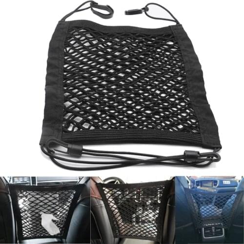 New Black Car Organizer Seat Back Storage Elastic Car Mesh Net Bag Between Bag Luggage Holder Pocket for Auto Cars 30*23CM