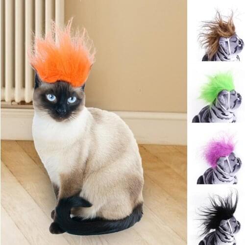 Pet Wig Dogs Cosplay Costume Halloween Christmas Cosplay Wig Creative Photo Prop Artificial Fur Decorative Dog Cosplay Headwear