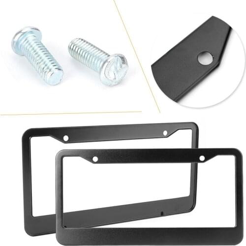 12" X 6" Car Universal License Plate Frames Black Stainless Steel 2Pcs