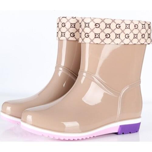 Rain Boots Female Short Tube Adult Rain Boots Fashion Non-slip Tube Water Shoes Shoes Rubber Shoes