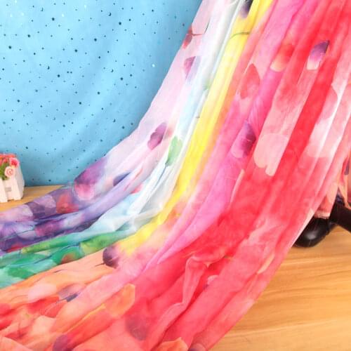 30D Chiffon Dress Tulip print Fabric Tencel Chiffon Thin Flowing Beach Skirt Sunscreen Scarf Stage Cosplay