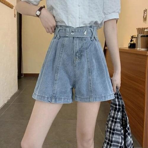 High waist slim denim shorts women summer loose 2021 new design sense wide leg hot pants trend Shorts HIGH