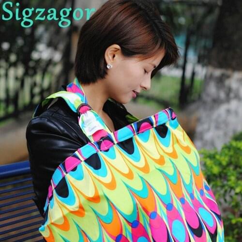 [Sigzagor] Breastfeeding Cover Baby Nursing Cover Neckline With Cloth Bag