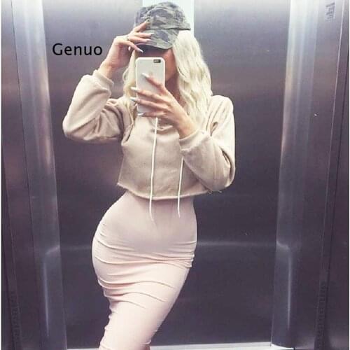 Autumn Womens Long Sleeve Top Round Neck Cotton Solid Color Pullover Ladies Crop Top Sweatshirt Tee Tops Outdoor Short hooded