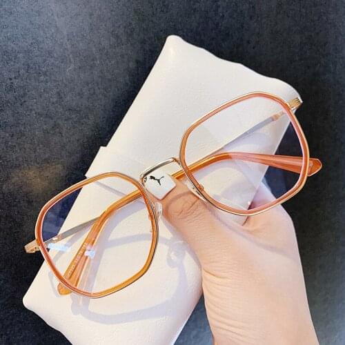 TR90 Metal Frame Orange Clear Eyeglasses Frame Fashion Square Transparent Glasses Frame Brand Optical Glasses Blue Light Glasses