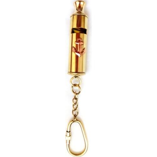 Anchor Embroidered Brass Material Whistle Keychain
