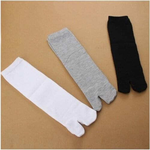 3 Pairs Japanese Kimono Flip Flop Sandal Split Toe Tabi Ninja Geta Zori Socks White+Black+Grey