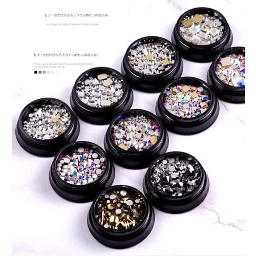 1 Box FlatBack Crystals Multi Shapes Glass Crystal AB Rhinestones For Nail Art Craft 3D Decorations Flat Back Stones Gems