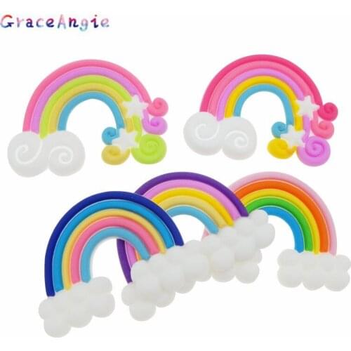 10pcs Cloud Flatback Resin Flatback Mix Colorful Rainbow Cameo Cabochons| Hair Bow Resin Flat Back Cabochon Art Phone Stick