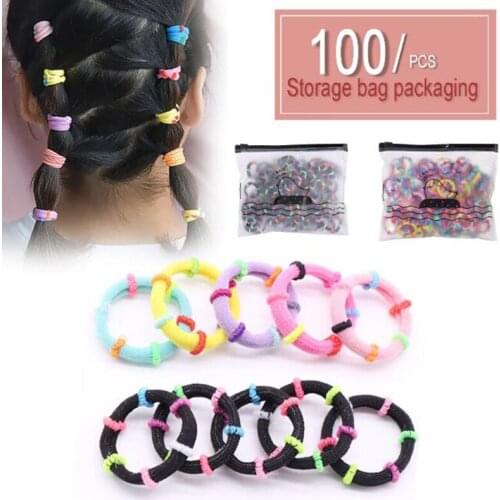 100PCS/Set Girl Kids Candy Color Hair Scrunchies Elastic Hair Gum Black Color Hair Bands Haar Elastiekjes Women Hair Accessories