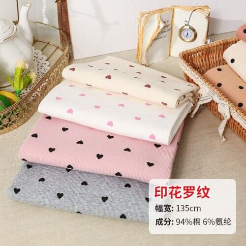 135*100cm Summer Fashion Stretchy Dot Rib Printed Cotton Sewing Fabric By Half Yards Dress Or T-shirt Jersey Material