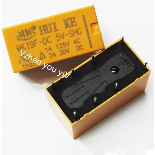 2pcs/ DC5V 8 pins 2pdt DC 5V SHG Coil DPDT 8 Pin 2NO 2NC Mini Power Relays PCB Type HUI KE HK19F HK19F-DC5V-SHG