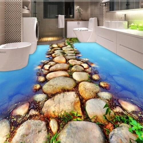 Beibehang papel wall 3D River stone slopes flooring waterproof Self-adhesive 3d murals wallpaper floor tiles for bathrooms