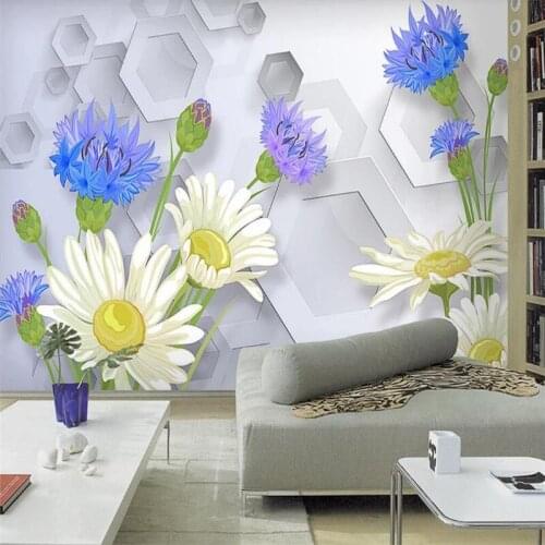 3D stereo flower TV sofa background wall professional production mural wallpaper wholesale custom poster photo wall
