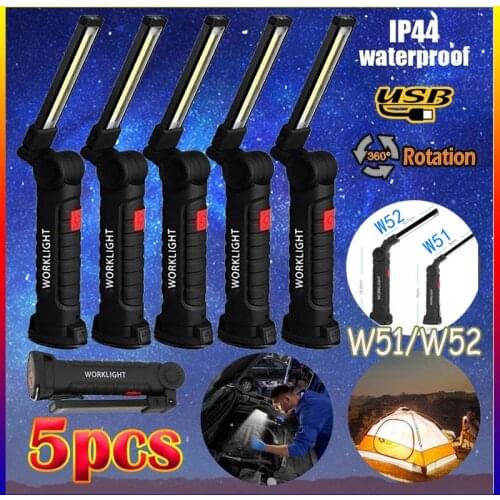 5 Mode Torch Folding Rechargeable COB LED Slim Flashlight Inspection Lamp Magnetic Work Light Camping Pocket Light
