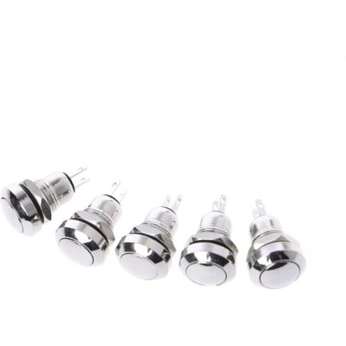 5 Pcs 8mm Metal Momentary 1NO 2 Pin Mini Push Button Switch 3A/250V AC L15