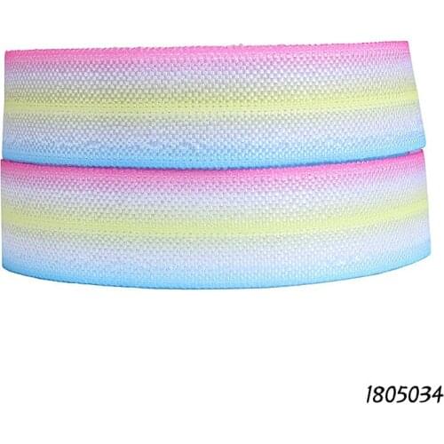 50 yards/lot) Free shipping rainbow gradient 5/8" ombre fold over elastic for hair accessories