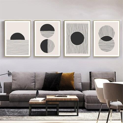 Abstract Sun Wall Art Canvas Print Geometry Painting Minimalist Art Poster Modern Line Prints Wall Pictures Living Room Decor