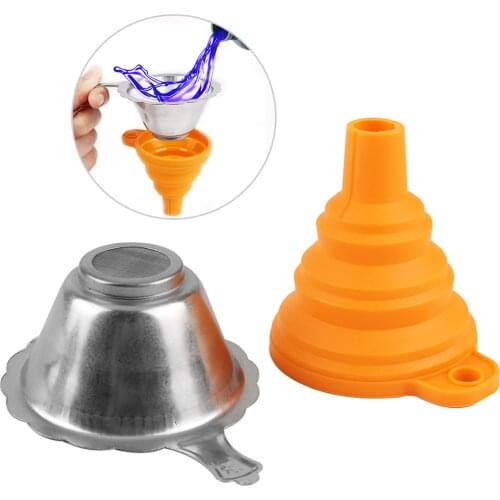 3D Printer Accessories Parts Collapsible Funnel Silicone Foldable Funnels Stainless Steel Resin Filter for Pouring Resin