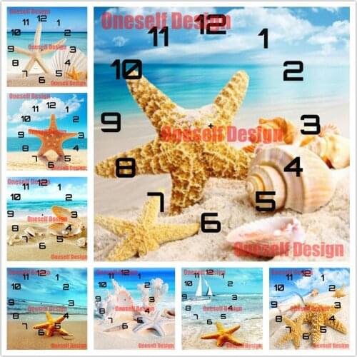 Top popular 5d diamond painting full square beach 5d diamond art kit 5d diamond embroidery sale clock decor home Christmas gift