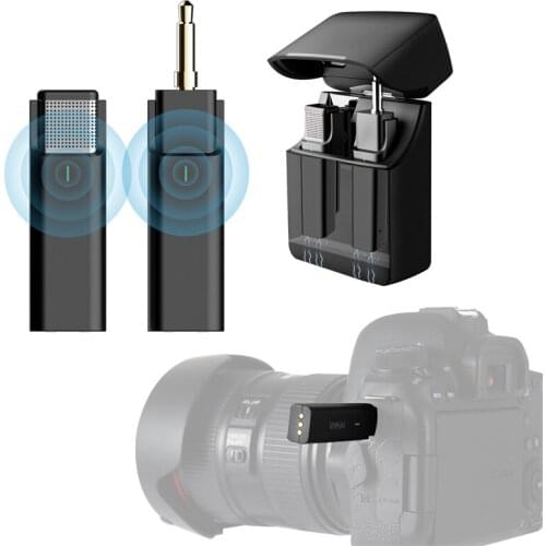 80KHz Wireless Lavalier Microphone & Charging Case 3.5mm Receiver Plug&Play for Camera SmartPhone for Vlog Facebook Youtube