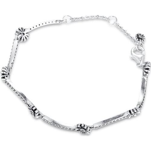 Sparkling Daisy Flower Bracelet Authentic 925 Silver Bracelets For DIY Woman Fashion Bracelets For Jewelry Making