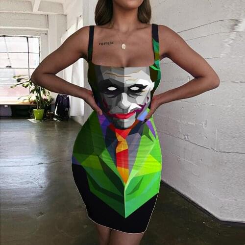 Giyu Brand Clown Dresses Women Graffiti Ladies Dresses Colorful 3d Print Womens Clothing Club Vintage Beach Femme